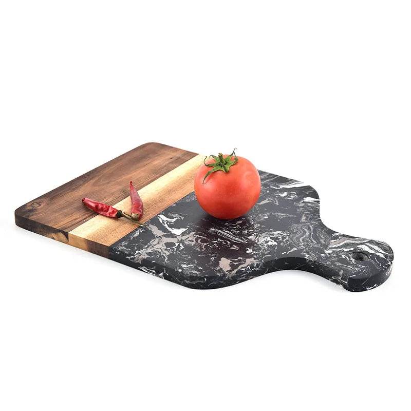 Acacia Wood Cheese & Charcuterie Board, Marble Accent