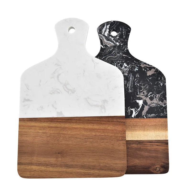 Acacia Wood Cheese & Charcuterie Board, Marble Accent