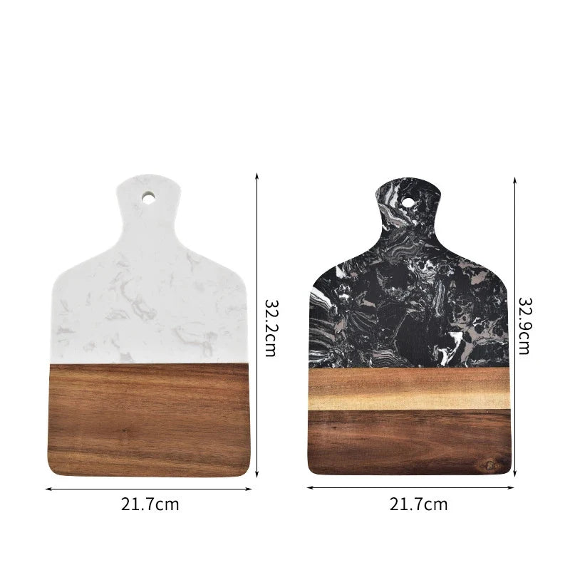 Acacia Wood Cheese & Charcuterie Board, Marble Accent