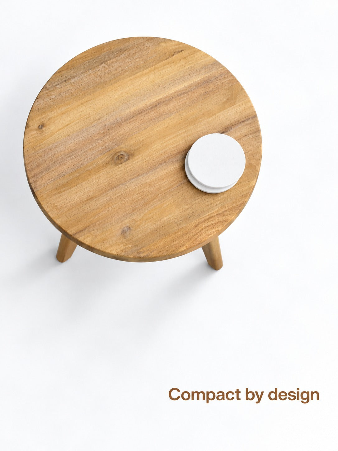 Round Wooden Side Table for Sofa, Compact Design