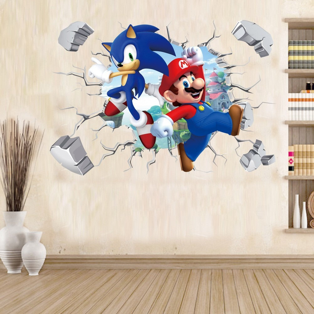 Mario Wall Stickers for Kids' Room: Peel-and-Stick Decor