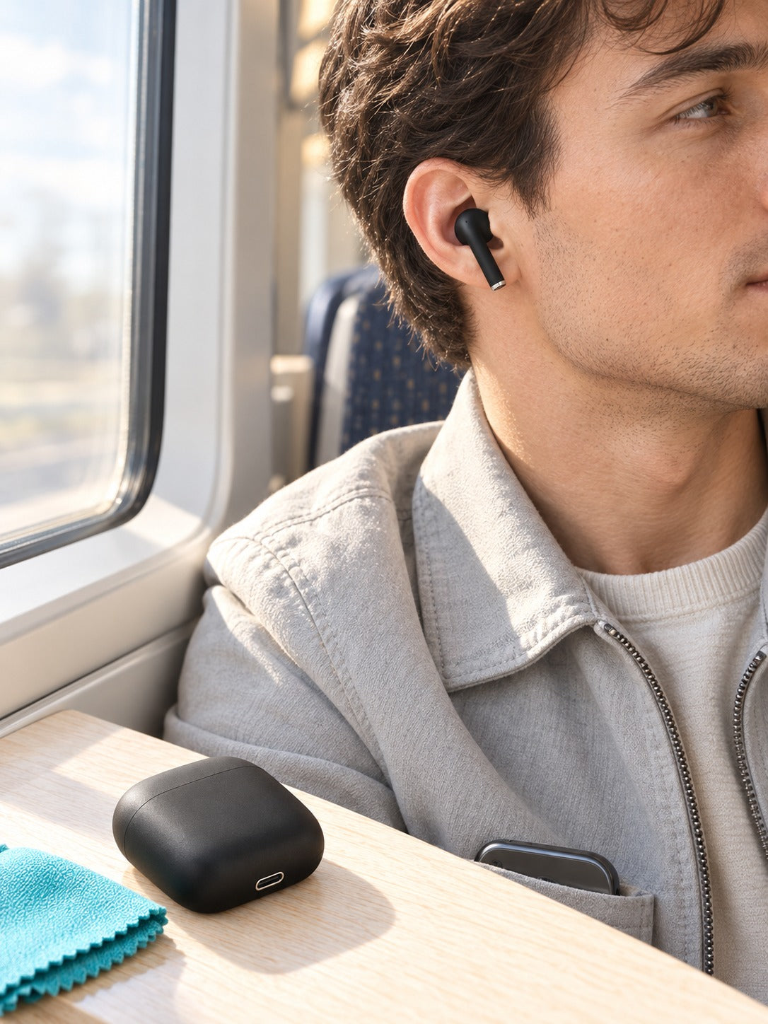 Matte Black True Wireless Earbuds with Qi Charging