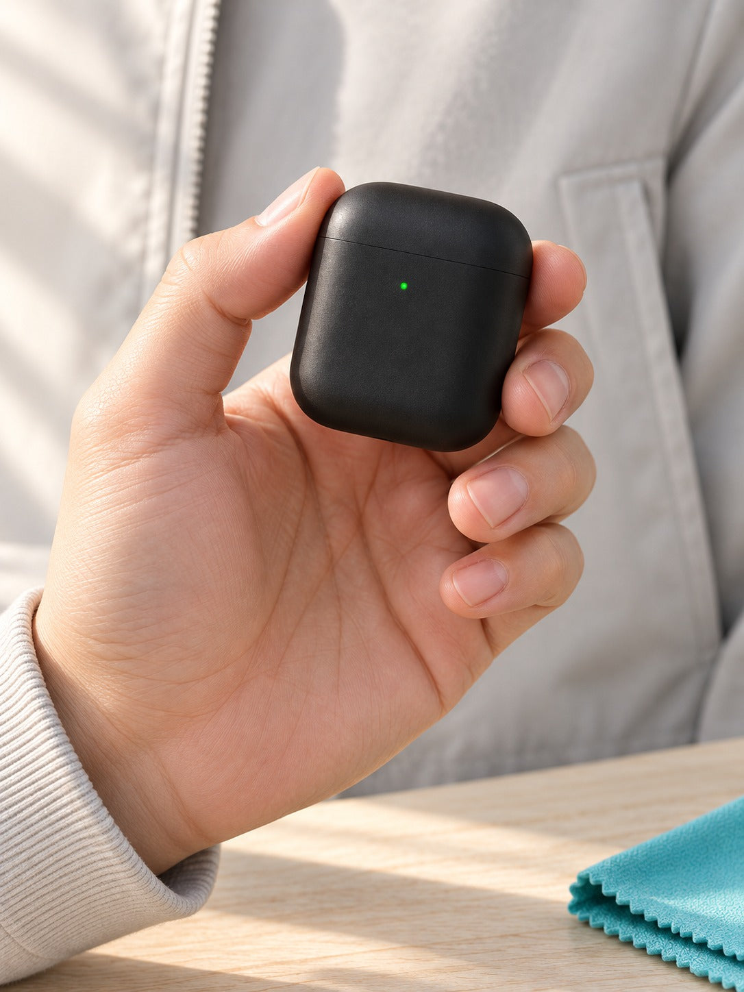 Matte Black True Wireless Earbuds with Qi Charging