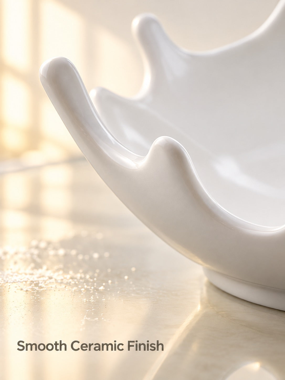 Matte White Ceramic Serving Bowl with Sculpted Rim