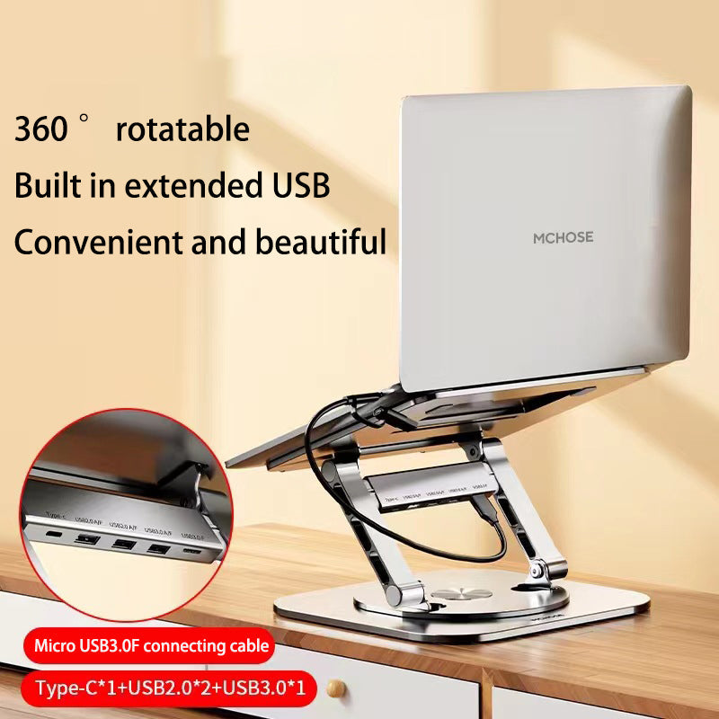 Foldable Aluminum Laptop Stand with 360° Rotating Base