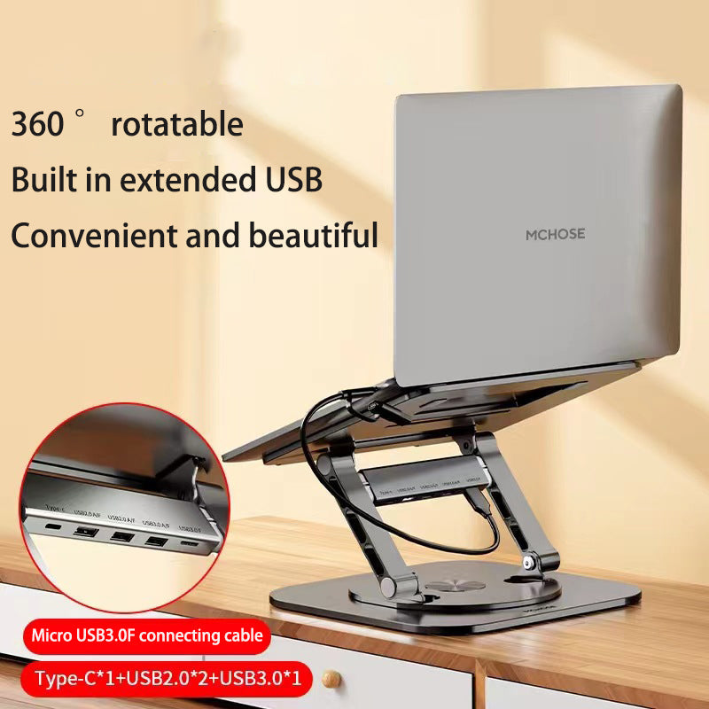 Foldable Aluminum Laptop Stand with 360° Rotating Base