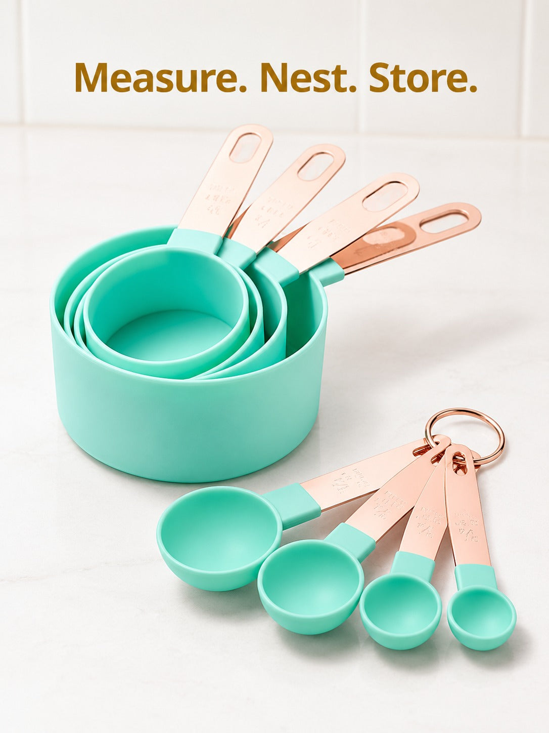 Measuring Cup and Spoon Set, 8-Piece Nesting Storage