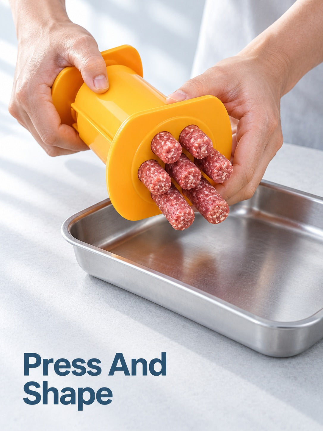 Meat Strip Press: Shape 7 Cevapcici Strips in One Squeeze