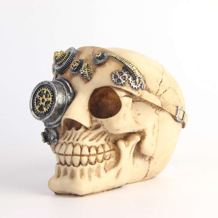 Steampunk Skull Ornament With Mechanical Gear Detail