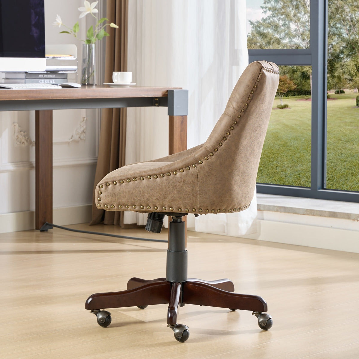 Vintage Tufted Office Chair with Height & Tilt Adjustment