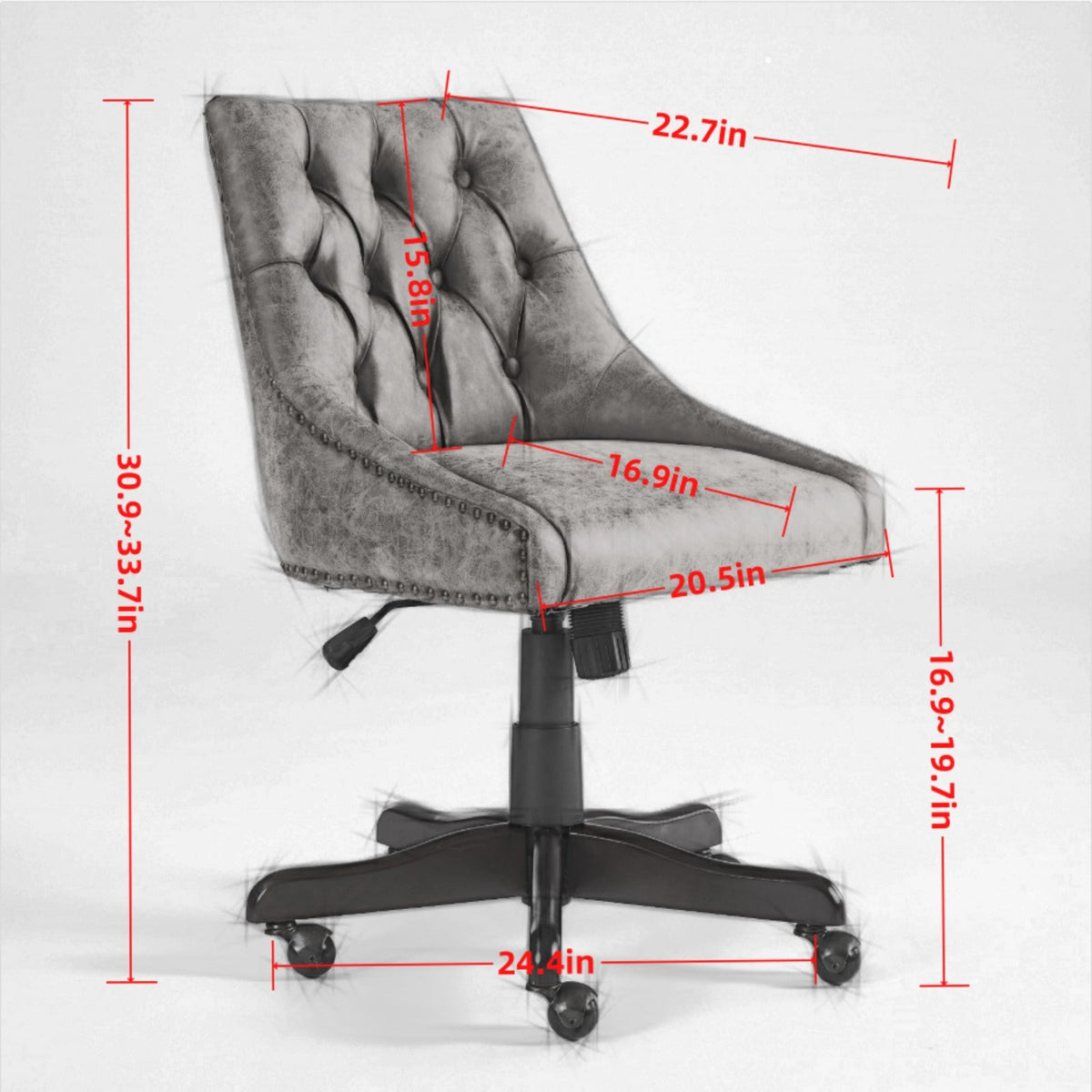 Vintage Tufted Office Chair with Height & Tilt Adjustment