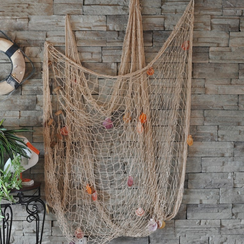 Mediterranean Fishing Net Coastal Wall Decor With Shells
