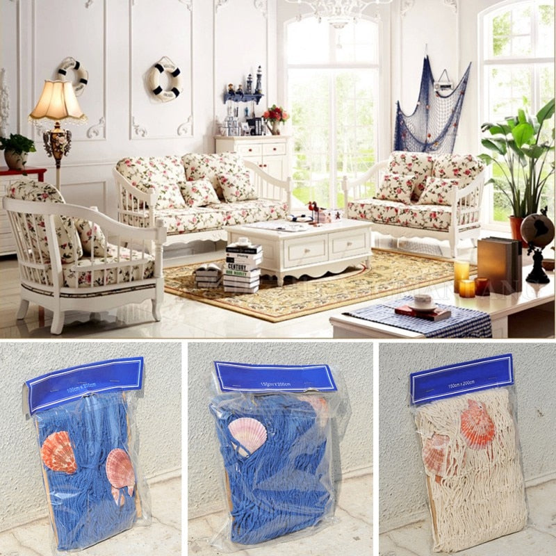 Mediterranean Fishing Net Coastal Wall Decor With Shells