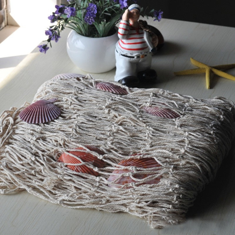 Mediterranean Fishing Net Coastal Wall Decor With Shells