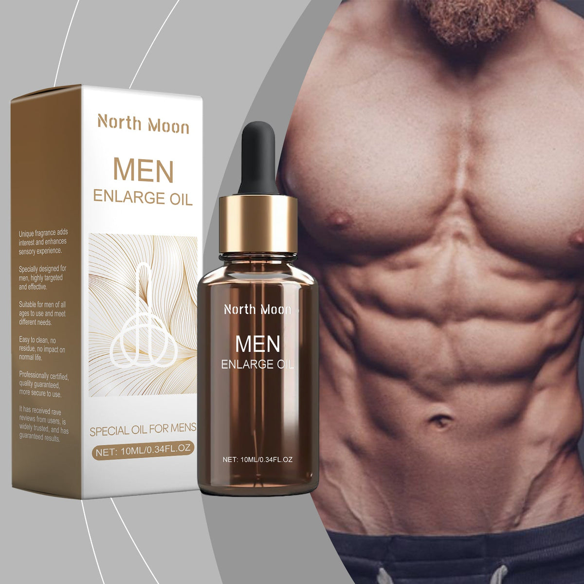 Men's Botanical Body Oil, 10ml Amber Dropper Bottle