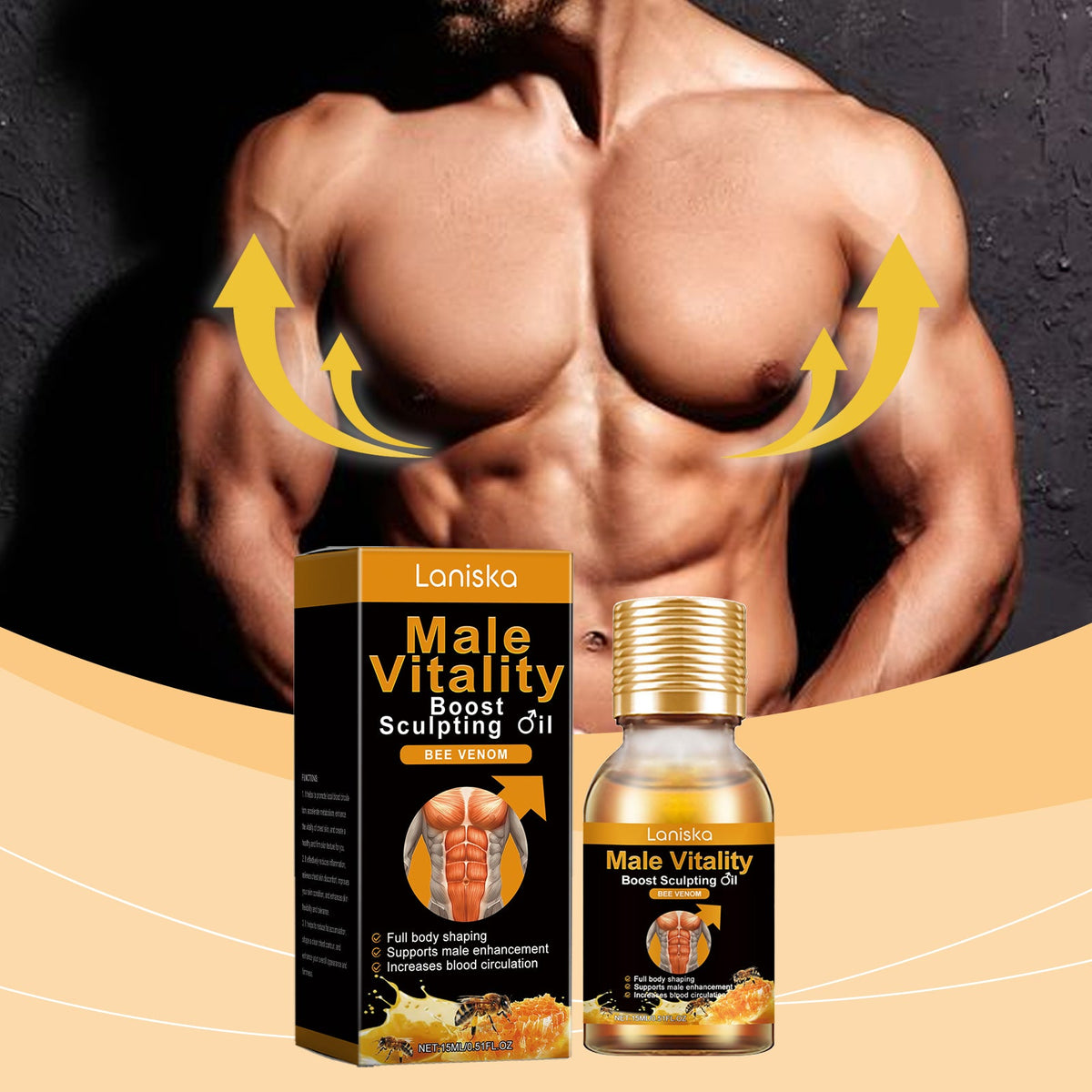 Men's Chest and Abdomen Firming Massage Oil, 15ml Bottle