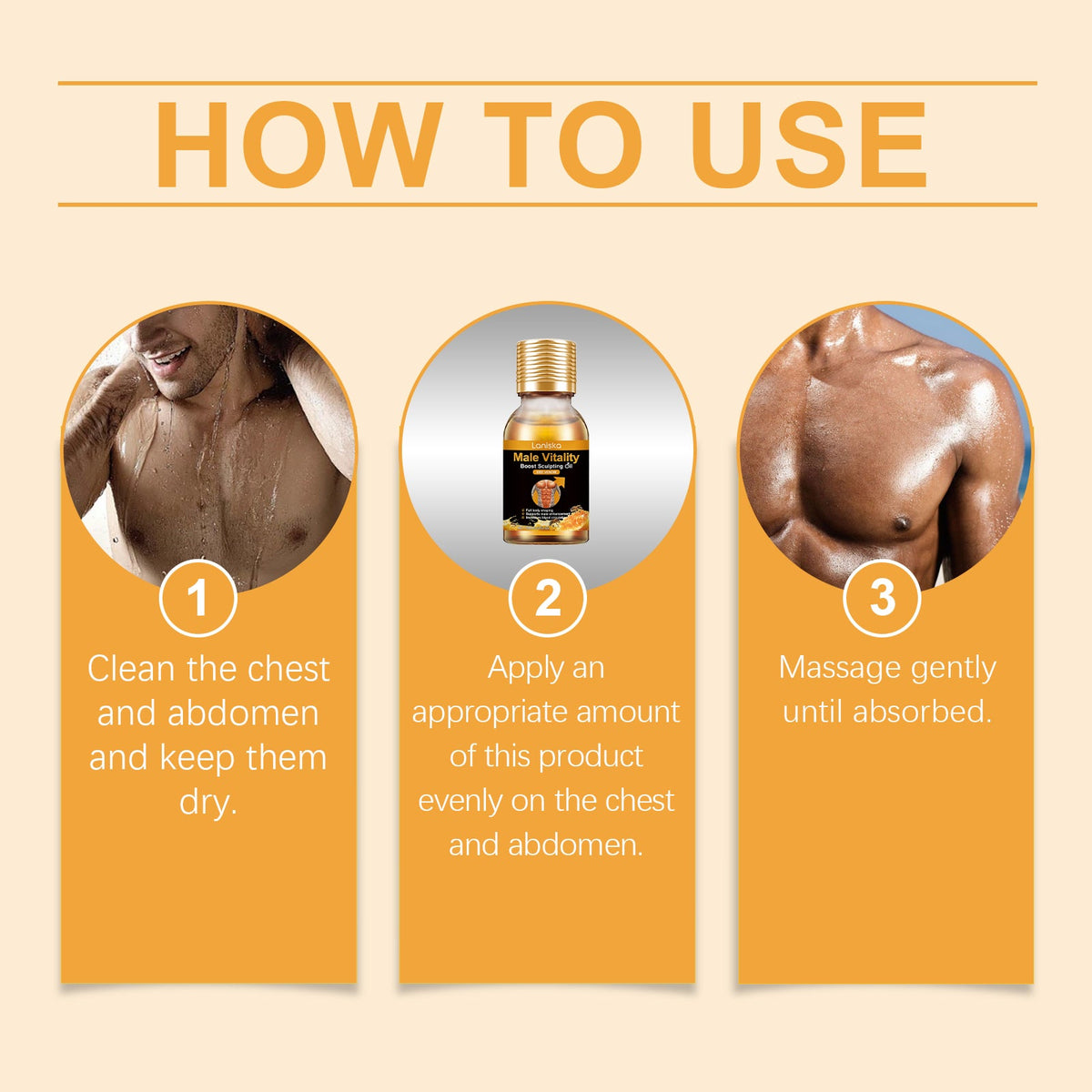 Men's Chest and Abdomen Firming Massage Oil, 15ml Bottle