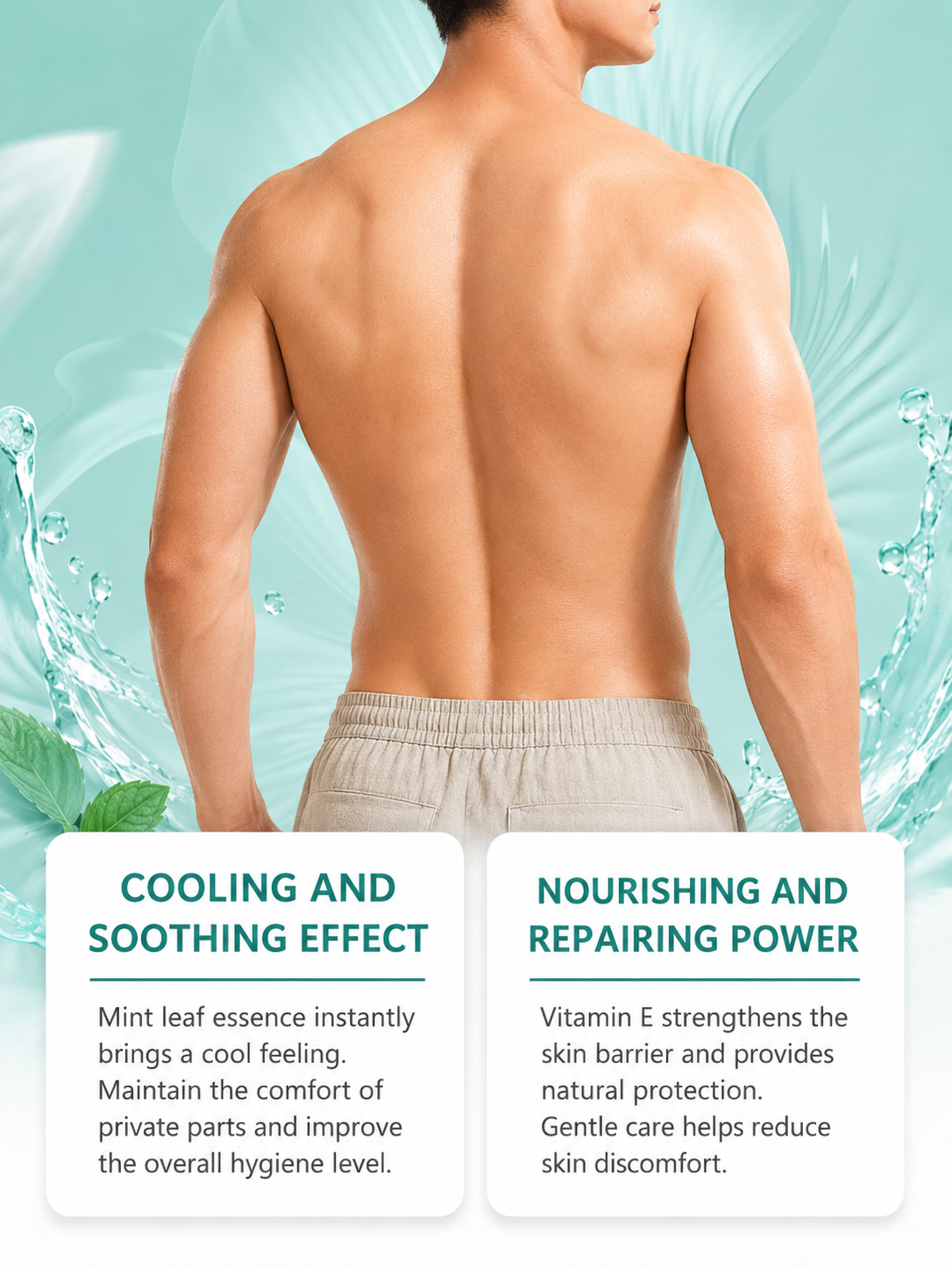 Men's Body Powder — Cooling Mint & Vitamin E, Prickly Heat Relief