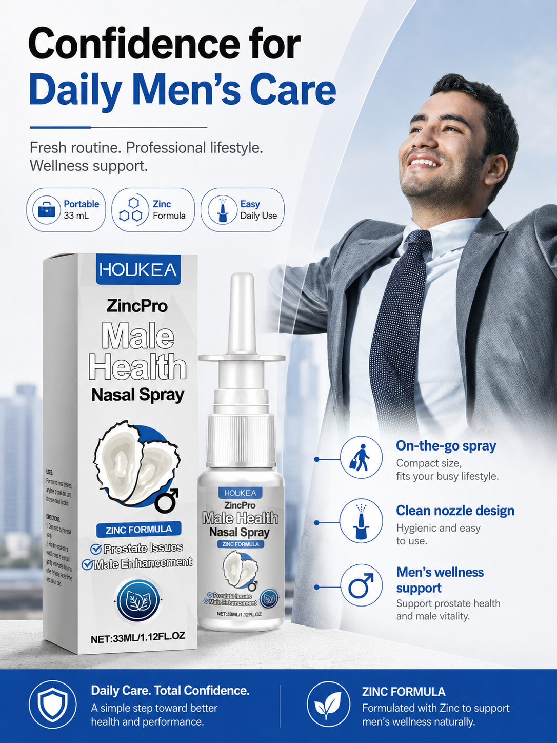 Men's Zinc Nasal Spray for Prostate Health & Testosterone