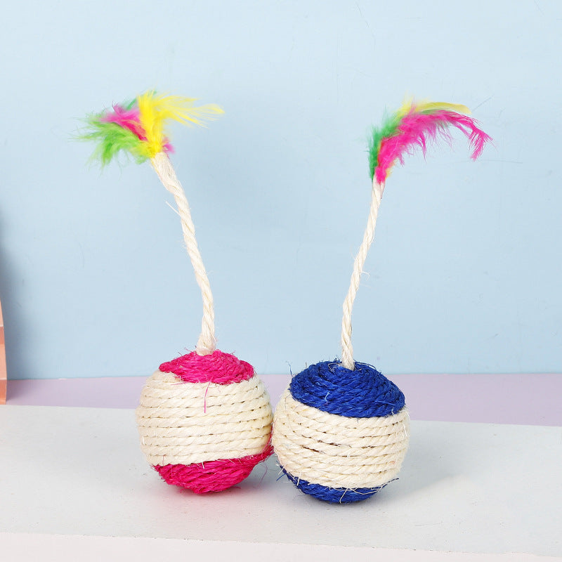 Sisal Feather Ball Cat Toy for Teeth & Claw Play