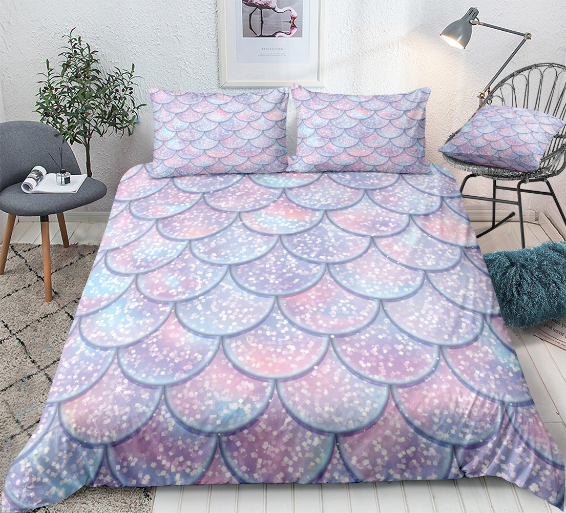 Mermaid Fish Scale Full-Size Duvet Cover Bedding Set