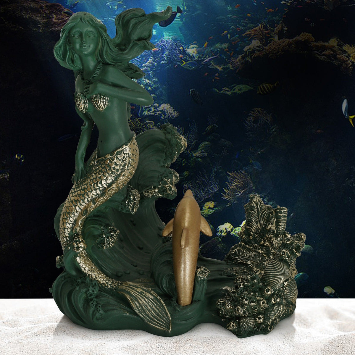 Mermaid Wine Bottle Holder for Coastal Tabletop Decor