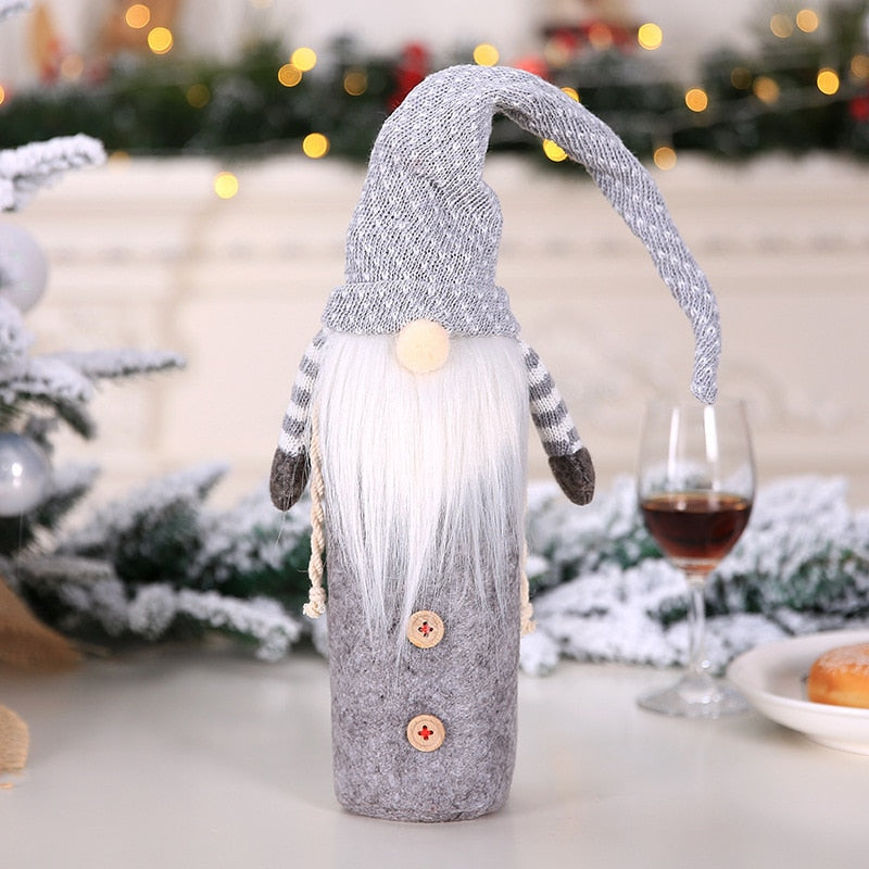 Christmas Wine Bottle Covers Santa Snowman Set of 2