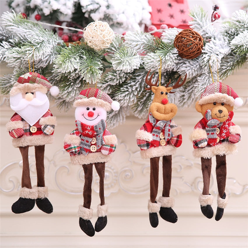 Plush Christmas Ornaments Set of 4 for Festive Trees