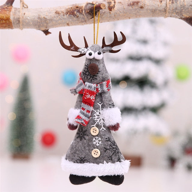 Plush Xmas Tree Ornaments — Cozy Santa & Reindeer Set