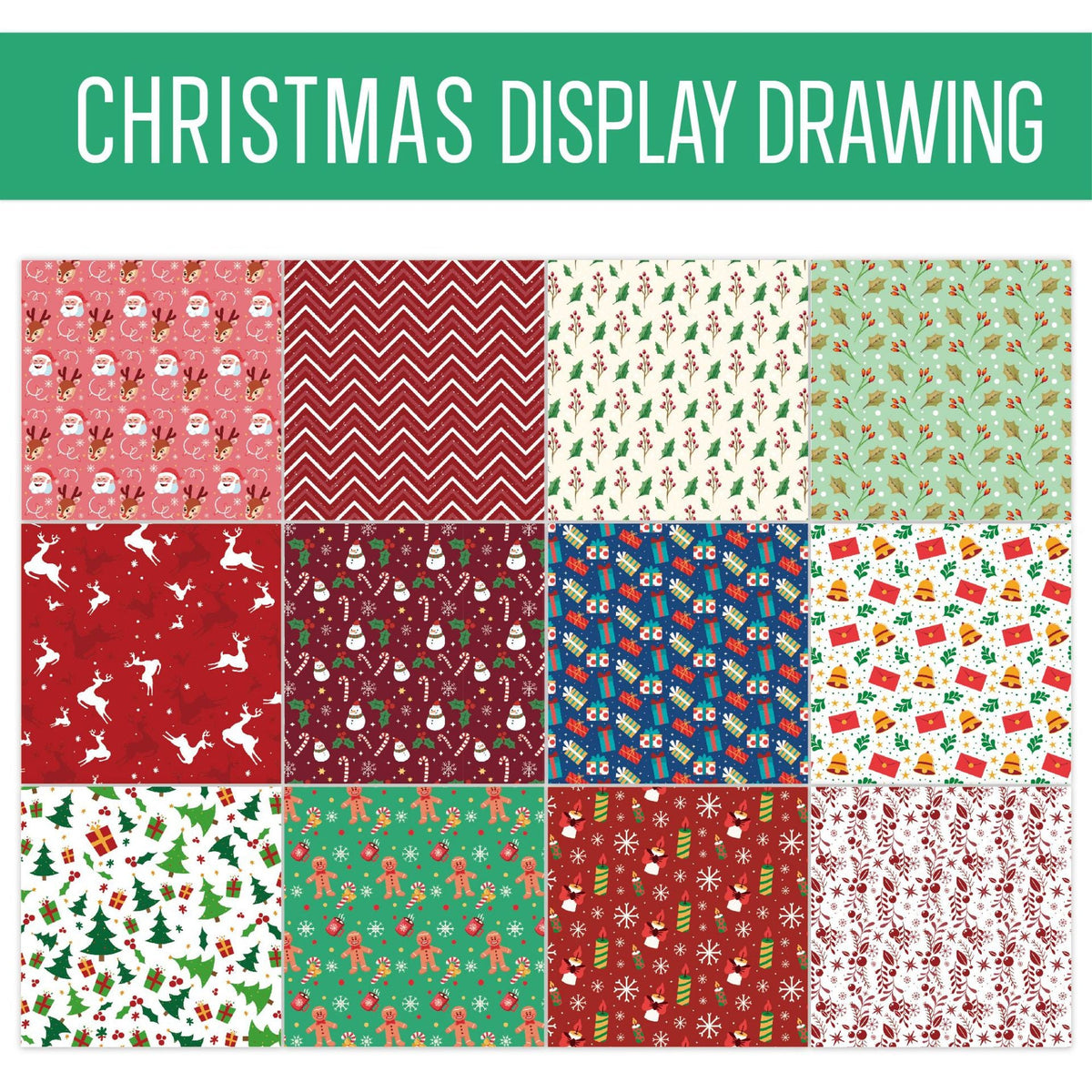 Christmas Scrapbook Paper Set – 12 Patterned Sheets