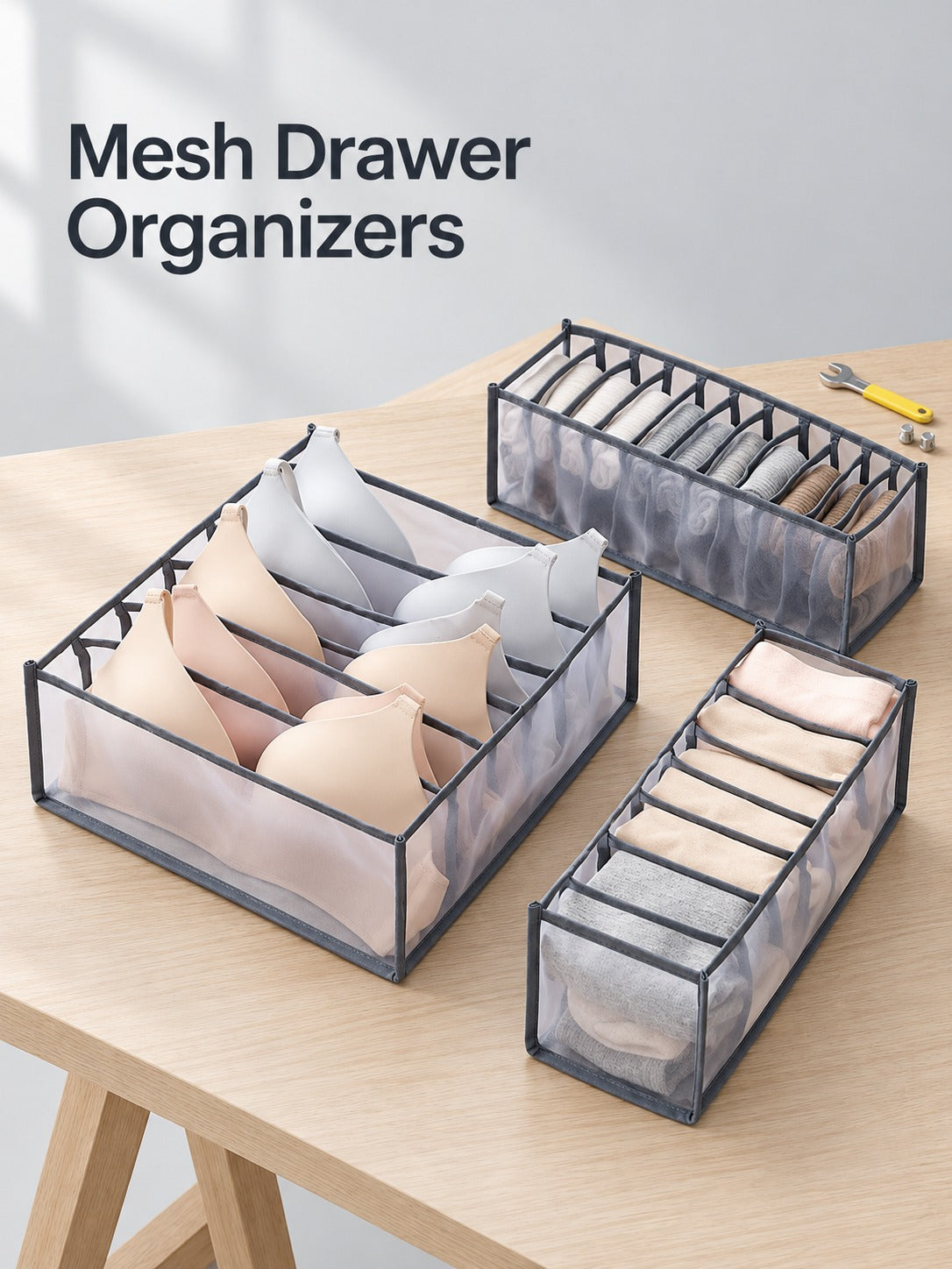 Mesh Drawer Organizer Boxes for Bras, Socks & Panties