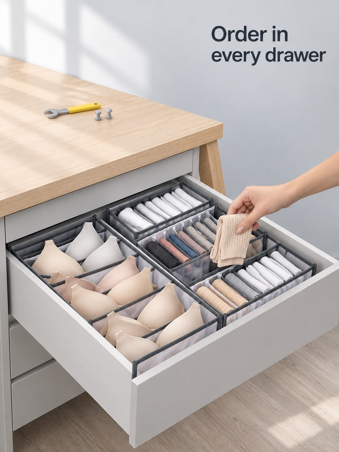 Mesh Drawer Organizer Boxes for Bras, Socks & Panties