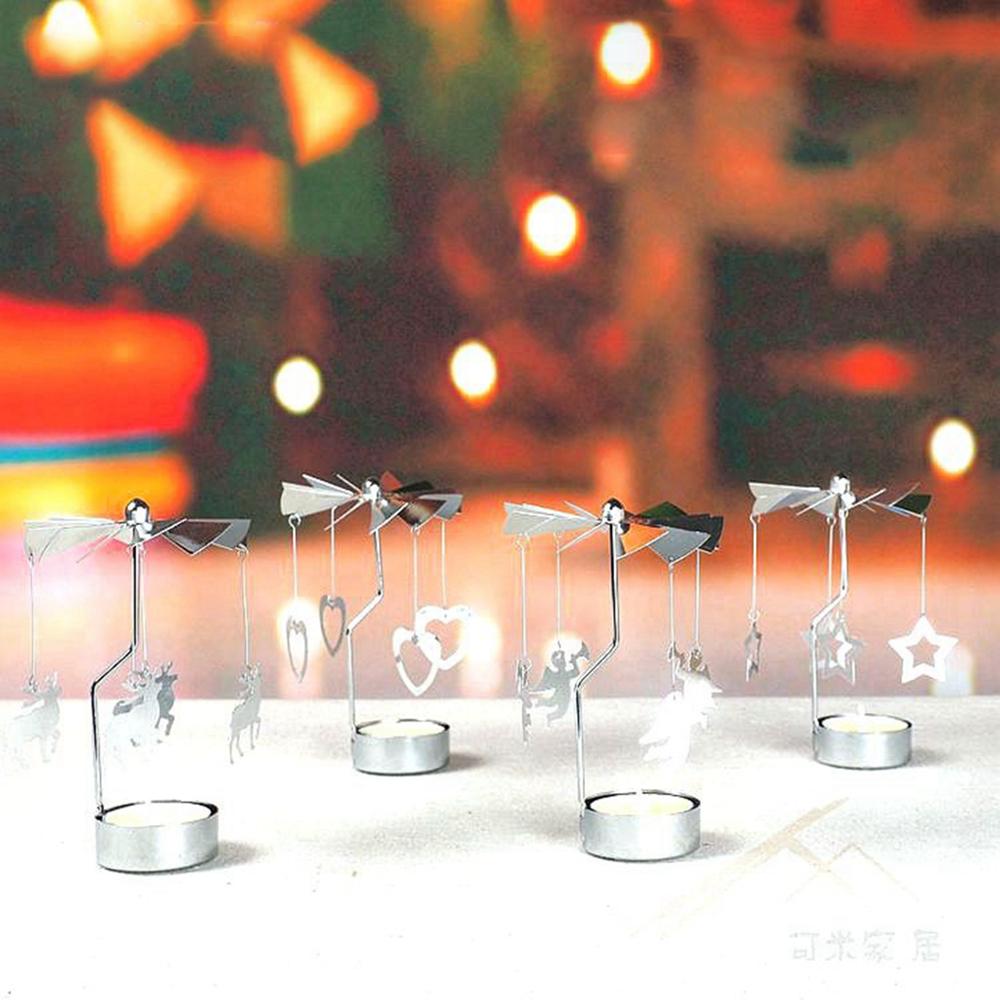Metal Rotating Christmas Candlestick Table Centerpiece