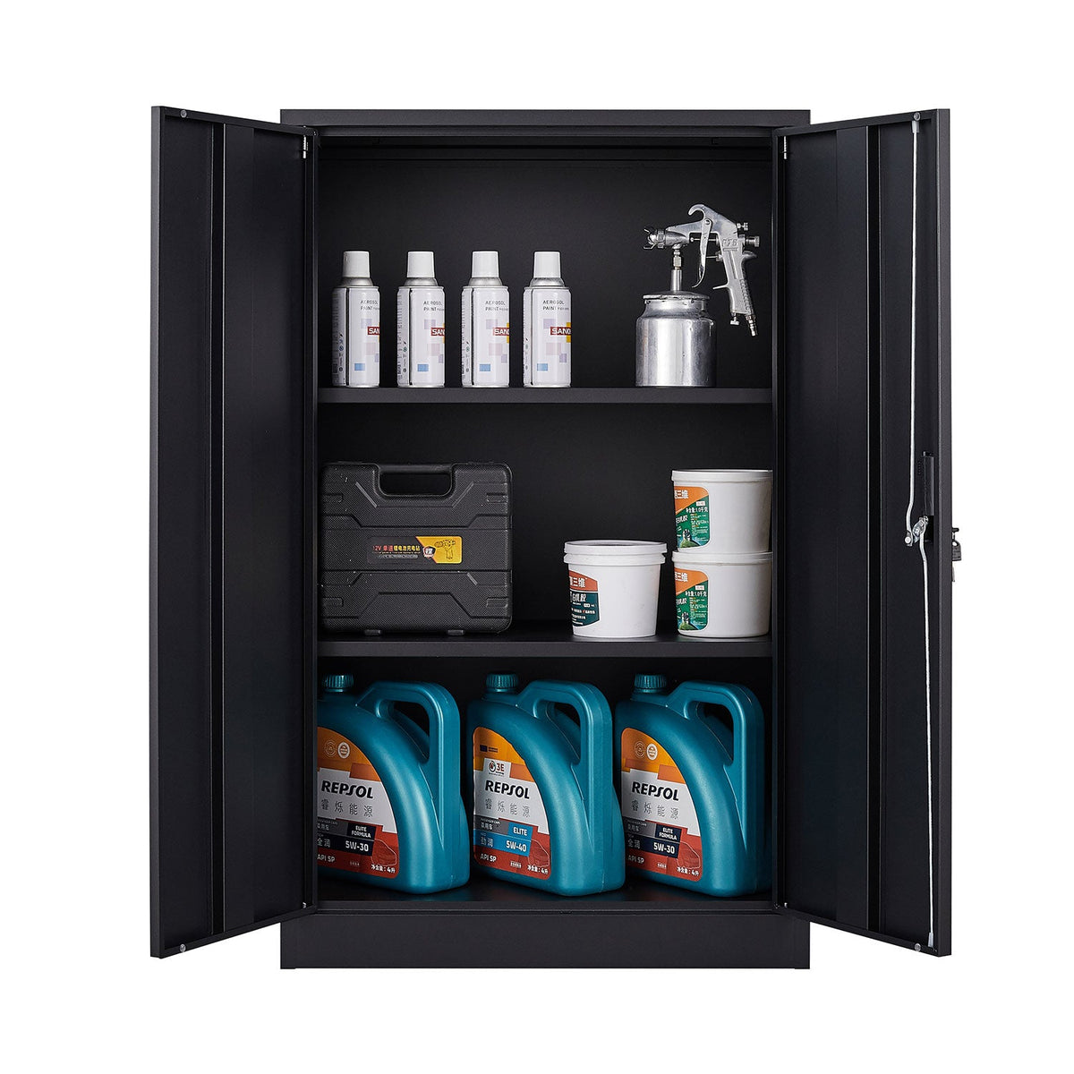 Lockable Metal Storage Cabinet with Adjustable Shelf