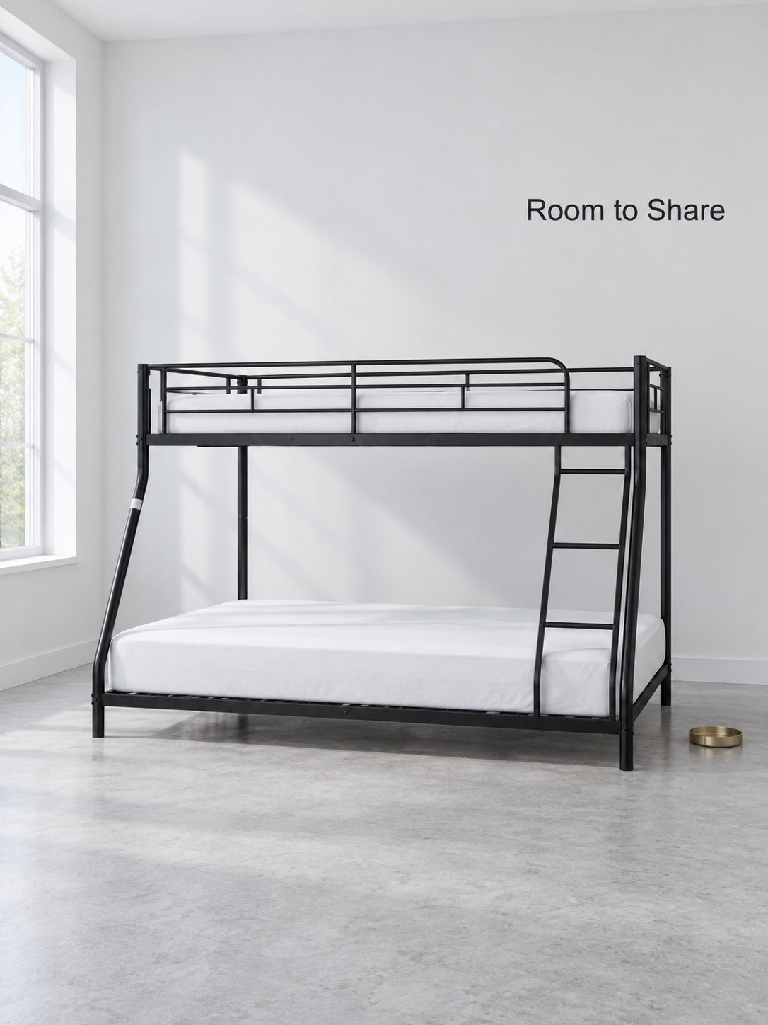 Metal Twin Over Full Bunk Bed with Safety Guardrail