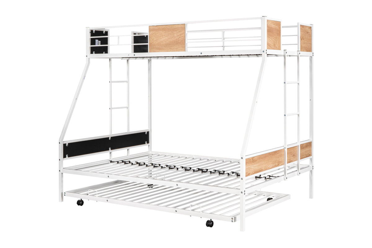 Twin Over Full Metal Bunk Bed with Trundle for Kids