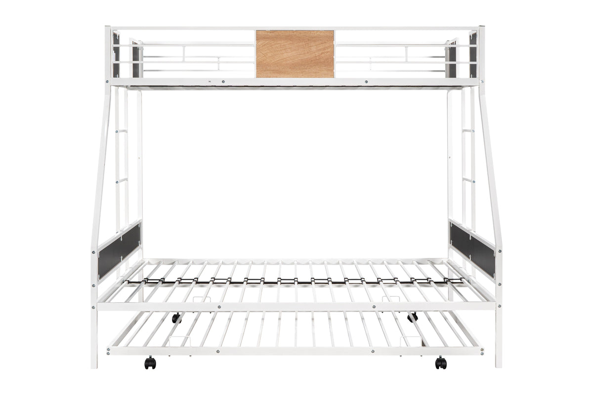 Twin Over Full Metal Bunk Bed with Trundle for Kids
