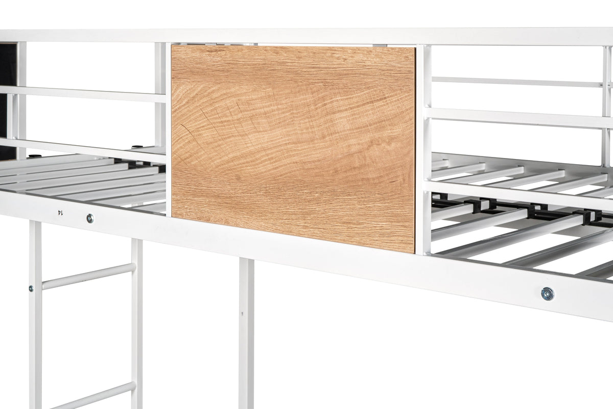 Twin Over Full Metal Bunk Bed with Trundle for Kids