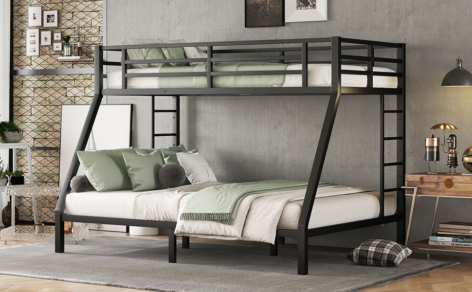 Metal Bunk Bed: Twin XL Over Queen for Shared Rooms