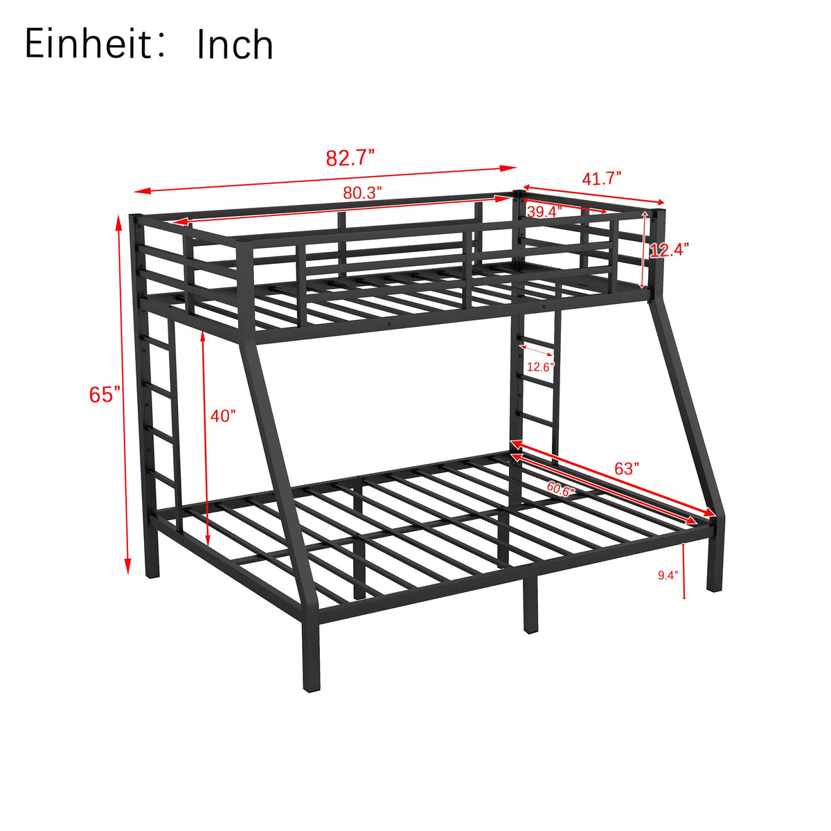 Metal Bunk Bed: Twin XL Over Queen for Shared Rooms