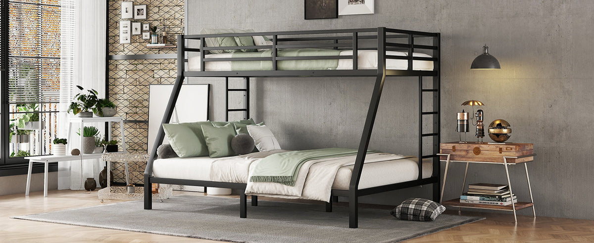 Metal Bunk Bed: Twin XL Over Queen for Shared Rooms