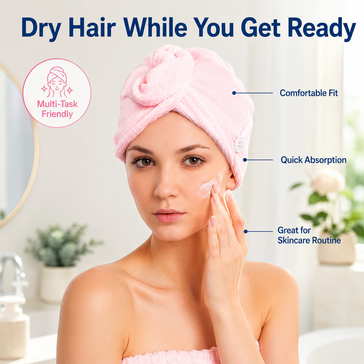 Quick-Dry Microfiber Hair Towel Wrap Cap — Set of 2