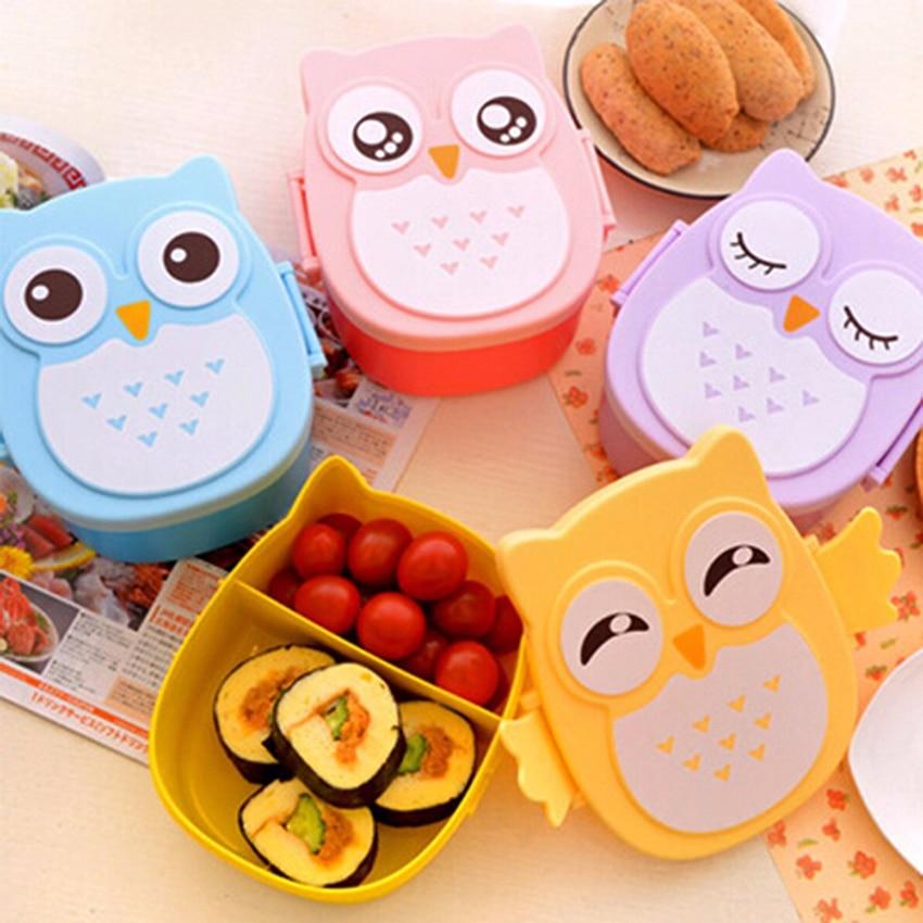 Owl Bento Lunch Box with Two Compartments for Kids