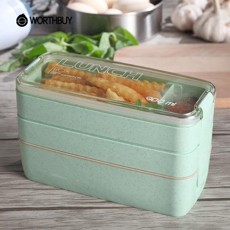 Wheat Straw Kids Lunch Box Microwave Safe 900ml