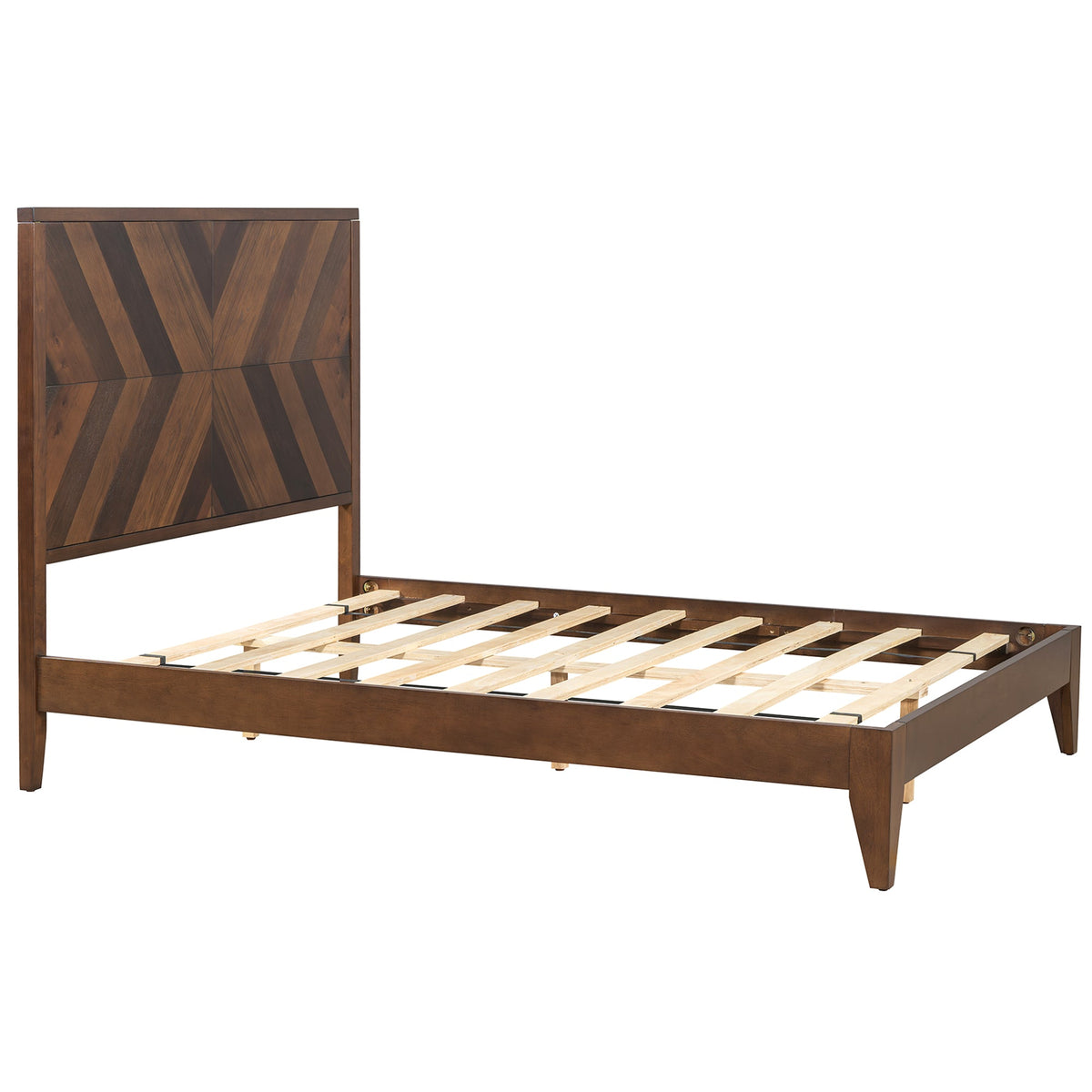Walnut Mid-Century Platform Bed Frame, Full Size