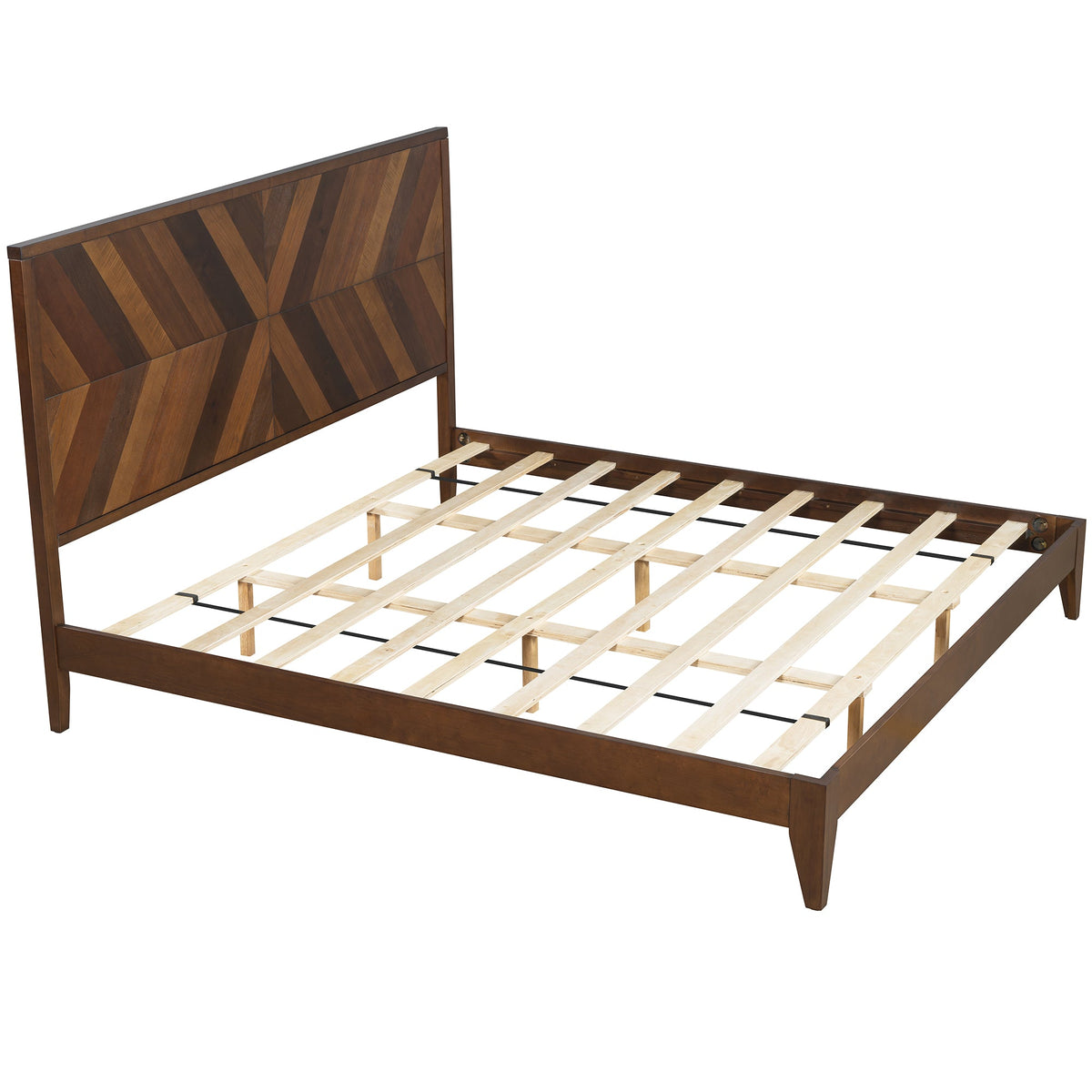 Mid-Century Platform Bed Frame, No Box Spring Needed