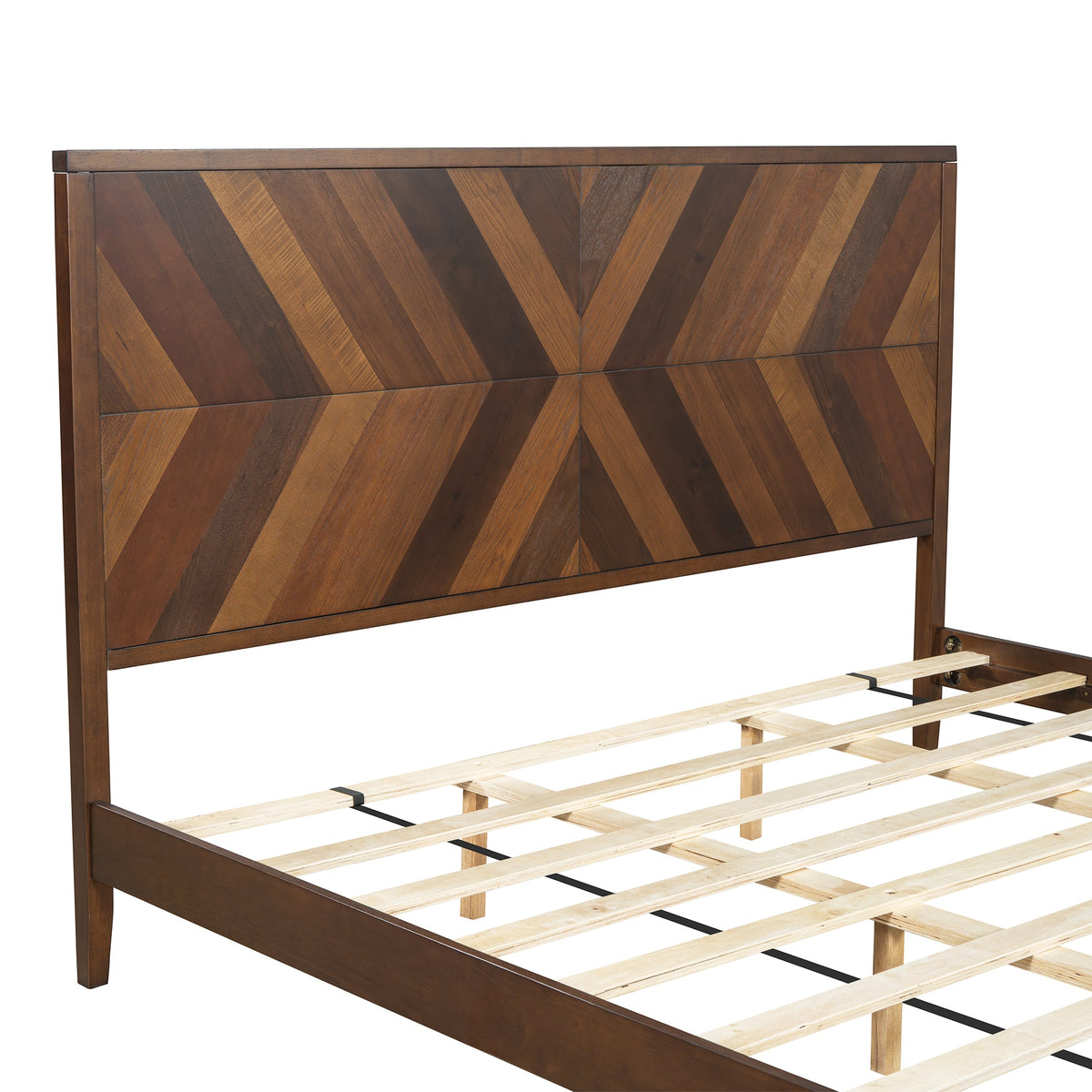 Mid-Century Platform Bed Frame, No Box Spring Needed