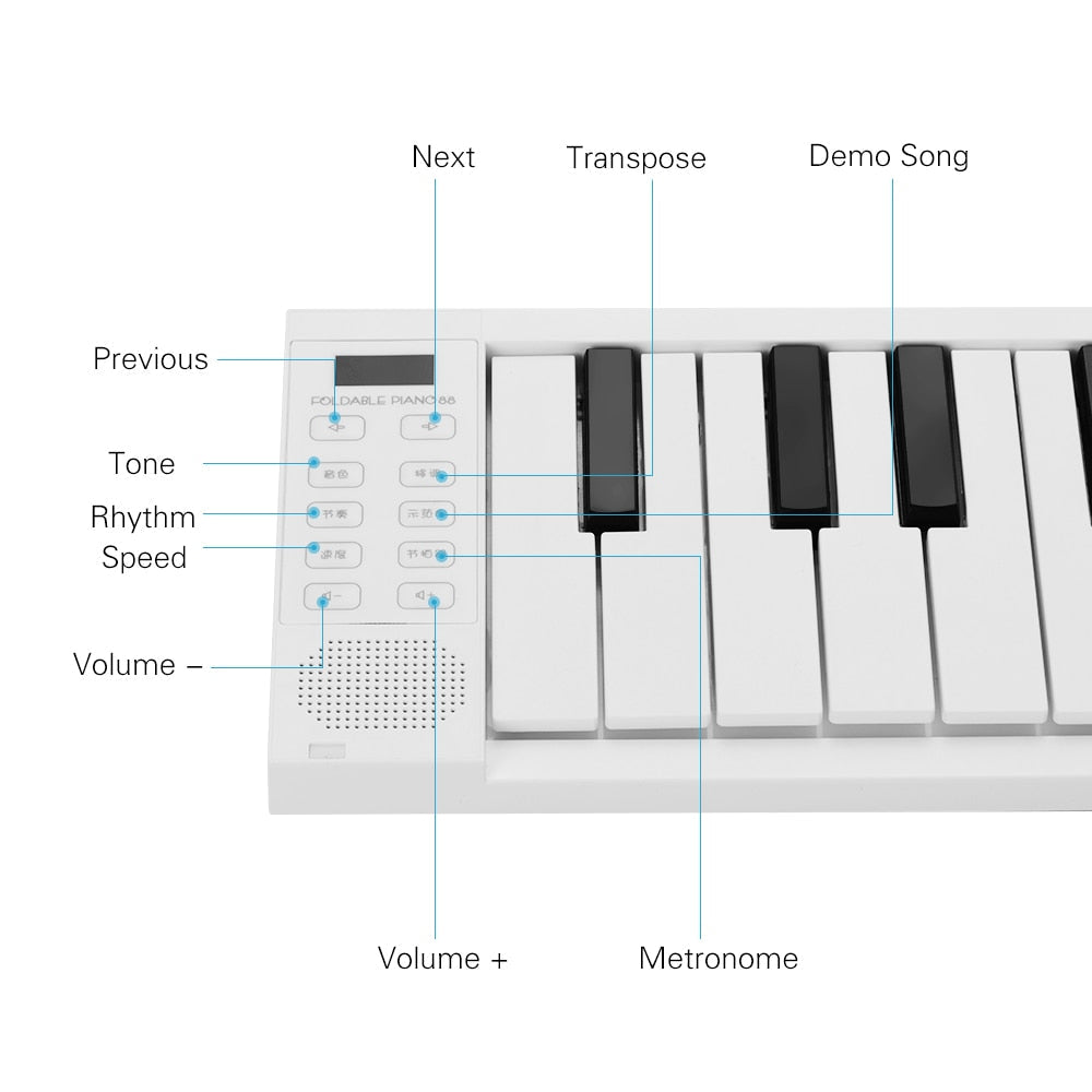 Foldable 88-Key Electronic Piano for Portable Practice