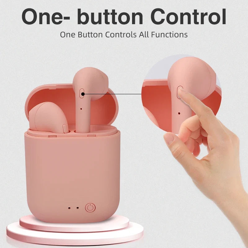 Matte Macaron Wireless Earbuds With Mic & Charging Case