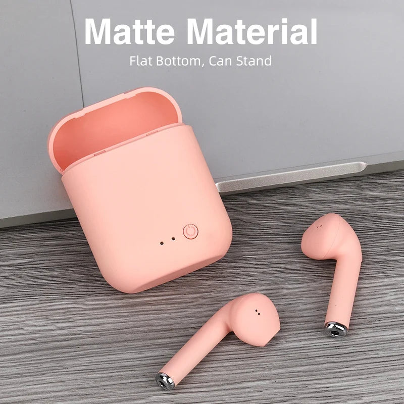 Matte Macaron Wireless Earbuds With Mic & Charging Case